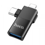 Переходник Hoco UA17 USB / Type-C / Lightning черный