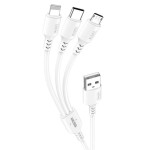 Кабель Kakusiga KSC-997 3 в 1 Micro USB / Type-C / Lightning 5А белый 1 м