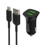 Автомобильная зарядка FUMIKO CC06 2.4А c Type-C черное