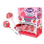 Леденцы на палочке с жевательной резинкой Fini Boom Pop Strawberry cream со вкусом клубничного крема, 16 г