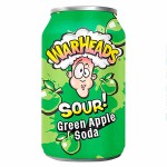 Газированный напиток Warheads Green Apple Sour Soda со вкусом кислого зеленого яблока, 355 мл