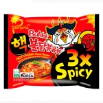 Острая корейская лапша быстрого приготовления Samyang Buldak 3x Spicy Extreme Hot Chicken Flavor Ramen со вкусом курицы в супер остром соусе, 140 г