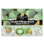 Японское рисовое пирожное моти Double Fillings Mochi Cantaloupe Milk со вкусом мускатной дыни со сливочной кремом, 180 г