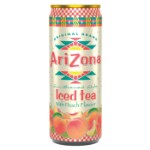 Холодный чёрный чай AriZona Peach Tea со вкусом персика, 330 мл