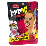 Кислые леденцы с шипучкой He He Acid Sugar Sour Candy со вкусом клубники, 26 г