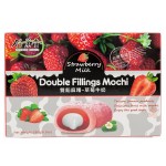 Японское рисовое пирожное моти Double Fillings Mochi Strawberry Milk со вкусом клубники со сливочной кремом, 180 г