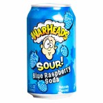 Газированный напиток Warheads Blue Raspberry Sour Soda со вкусом кислой голубой малины, 355 мл