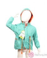Куртка-парка для девочки мятного оттенка с оранжевыми вставками