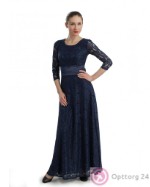Гипюровое платье темно-синего цвета с бантом