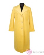 Пальто женское на трёх пуговицах с отложным воротником жёлтое