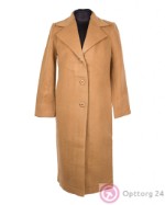 Пальто женское на трёх пуговицах с отложным воротником светло-коричневое