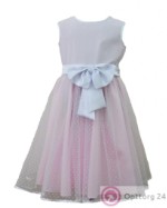 Платье детское с сетчатым низом и бантиком на поясе розовое