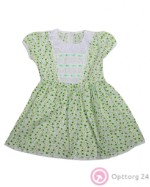 Платье детское зеленого цвета с ажурным воротником
