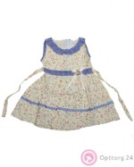 Платье детское молочно-голубое с бантиком