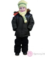 Куртка для мальчика зимняя черная с белой строчкой