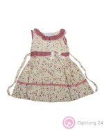 Платье детское молочного цвета с бордовыми вставками