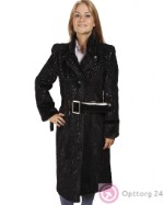 Пальто женское, черное с  серебристой мишурой.