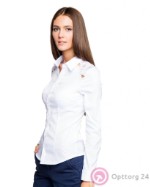 Блузка женская с цветочными аппликациями, цвет белый