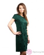 Платье женское зеленого цвета с круглым декором