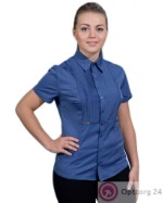 Блузка синяя с короткими рукавами