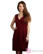 Платье женское бордового цвета с элегантным декольте