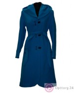 Пальто женское с декоративными петлями голубое