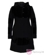 Пальто женское с меховыми вставками чёрное