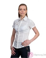Блузка короткий рукав белого цвета с украшенным воротником