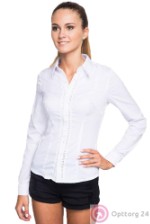 Женская однотонная блузка  белого цвета с мелкой перфорацией.