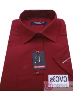 Сорочка мужская бордового цвета с коротким рукавом CVC3s