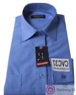 Сорочка мужская насыщеного синего цвета с длинным рукавом CVC37
