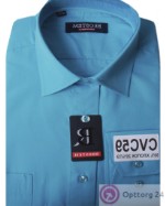 Сорочка мужская ярко голубого цвета с длинным рукавом CVC56