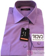 Сорочка мужская ярко фиодетового цвета с длинным рукавом CVC97