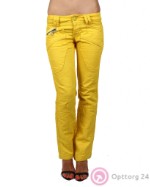 Джинсы женские желтые с накладными карманами