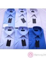 Сорочка для мальчика с одним карманом в сине-голубых тонах
