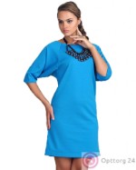 Платье голубого цвета с короткими рукавами