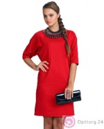 Платье красного цвета с короткими рукавами