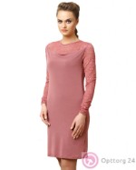 Платье женское розового цвета с полупрозрачными рукавами