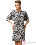 Платье бежевого цвета с принтом “ леопардовая расскарска “