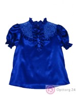 Блузка для девочки атласная синего цвета