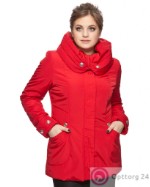 Куртка женская удлиненная с декором “Пуговицы” красная