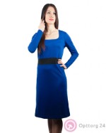 Платье женское синее с черной полоской на поясе