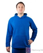 Толстовка мужская из флиса с капюшоном синий (большой размер)