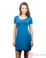 Платье трикотажное с коротким рукавом ярко-голубого цвета
