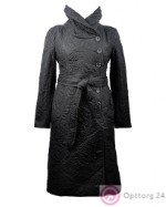 Пальто женское демисезонное фактурное черного цвета
