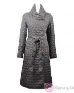 Пальто женское демисезонное с объемным воротником серое