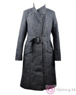 Пальто женское демисезонное дымчато-серое с узором на ткани