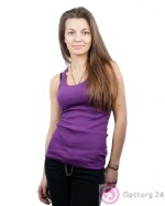 Майка-борцовка женская фиолетовая из рифленой ткани