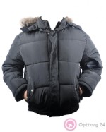 Куртка мужская зимняя черного цвета с натуральным мехом
