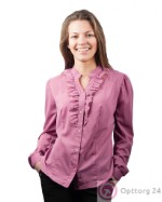 Блузка женская с рюшью под шифон нежно-розового цвета